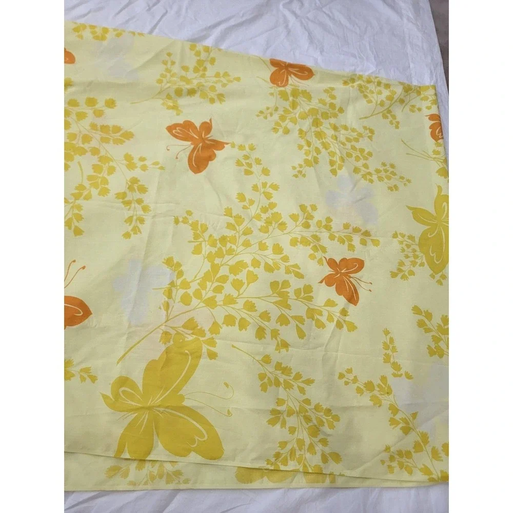 Vintage Twin Springmaid Wondercale No Iron Percale Yellow Butterfly Orange 70's